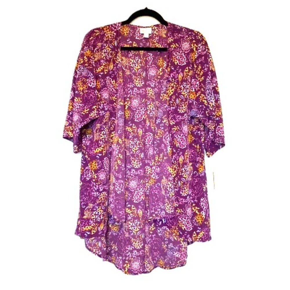 Kimono Cardigan Size Small Floral Purple Pink Yellow Blue Orange LuLaRoe Lindsay